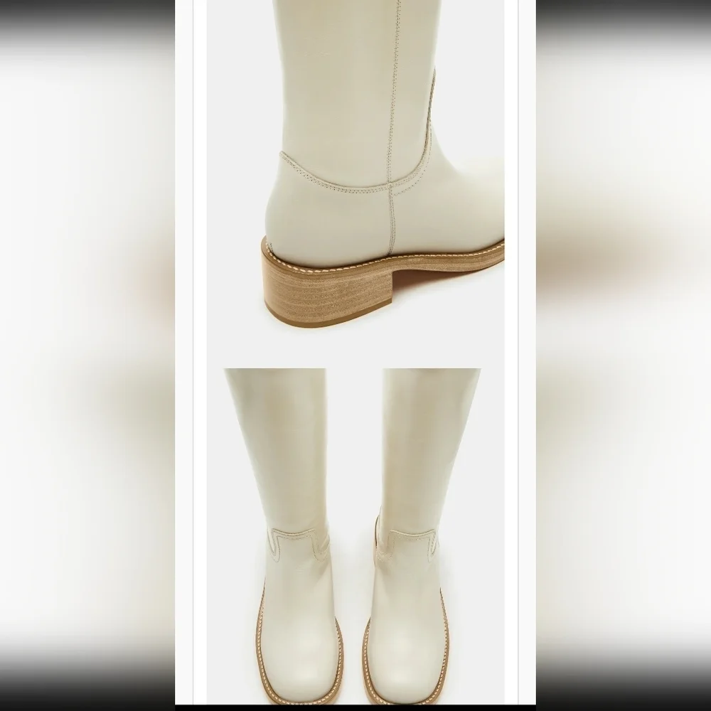 Steve Madden Riggs Campus Boots Leather Bone Womens Size 8.5 Like Frye